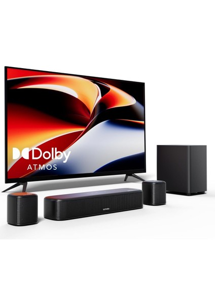 Aura A50 Pro 5.1 Kanallı Dolby Atmos, Surround, Uygulama Kontrolü, Ev Sinema Ses Sistemi, Subwoofer, 2 Surround Hoparlör, HDMI Earc/opt/aux/bt (U2523)