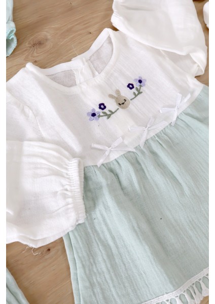 Kız Bebek Yenidoğan Müslin Yeşil 10 Lu Lüks Hastane Çıkışı Zıbın Seti STL6990 indirimleri