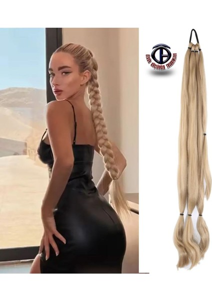 At Kuyruğu Üçlü Örgü Saç Uzatma Fiber Kanekalon Saç (Tokalı)