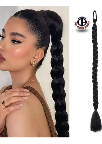 At Kuyruğu Üçlü Örgü Saç Uzatma Fiber Kanekalon Saç (Tokalı)