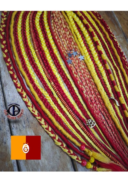 Taraftar Toka Galata-Saray Temalı Sarı-Kırmızı Bohem Afrika Örgüsü Toka