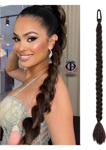 At Kuyruğu Üçlü Örgü Saç Uzatma Fiber Kanekalon Saç (Tokalı)