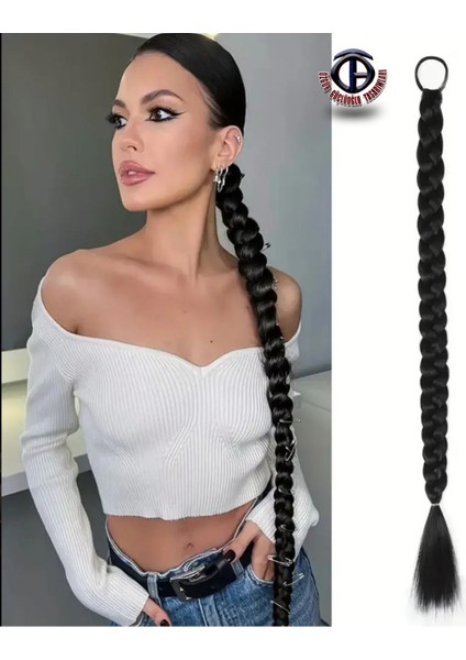 At Kuyruğu Üçlü Örgü Saç Uzatma Fiber Kanekalon Saç (Tokalı)