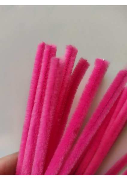 100'LÜ Koyu Pembe Renkli Şönil, Eğitici Şönil Seti, Tüylü Tel, 30 cm 6mm modelleri