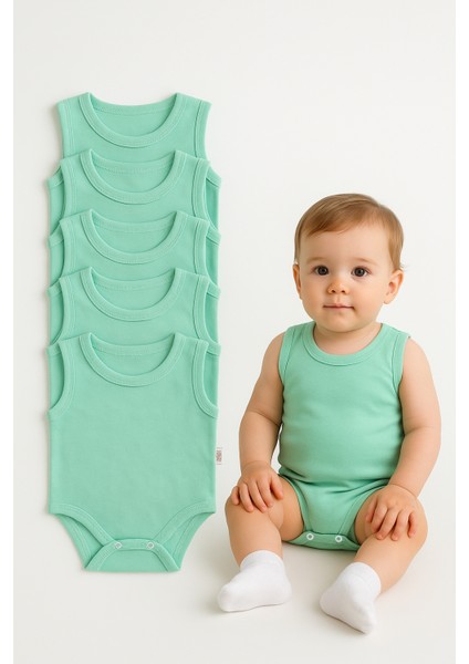 5’li Yazlık Bebek Zıbın Seti | Askılı Çıtçıtlı Body | Nefes Alabilir %100 Pamuklu Kumaş Tulum Body