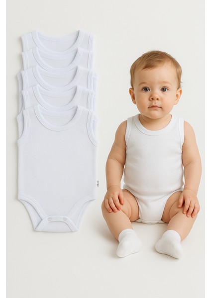 5’li Yazlık Bebek Zıbın Seti | Askılı Çıtçıtlı Body | Nefes Alabilir %100 Pamuklu Kumaş Tulum Body