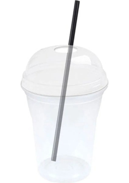 350 cc Plastik Pet Kapaklı - Limonata, Milkshake Bardağı - 100 Adet