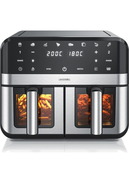 Çift Bölgeli Airfryer,9 Litre – 2400 W,8 Program,görüntüleme Pencereli