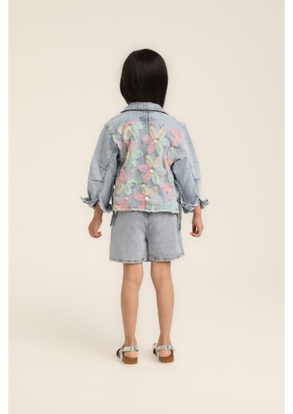 Kız Bebek Tül Çiçekli Kot Ceket fiyatları