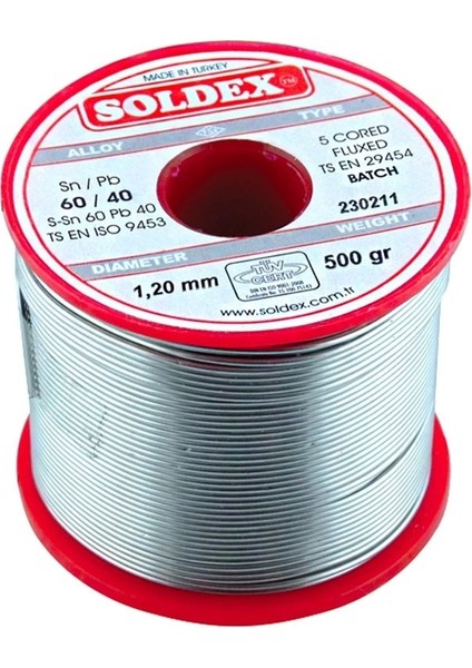 500 gr Lehim 1.2 mm Kalın Soldex SN60 PB40