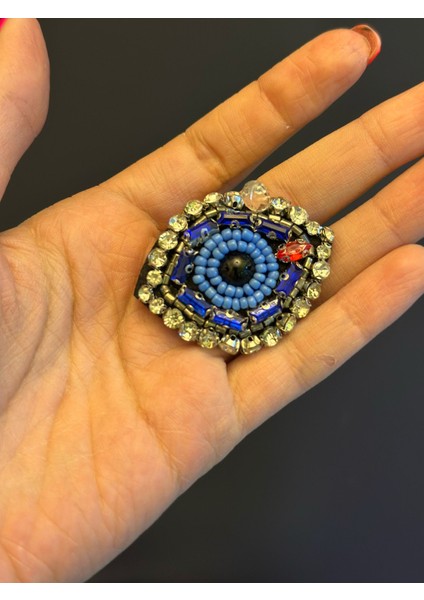 5x4 cm Boncuk Işleme Mavi Göz Arma Dikiş Aplike