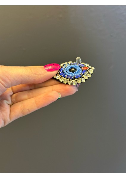 5x4 cm Boncuk Işleme Mavi Göz Arma Dikiş Aplike