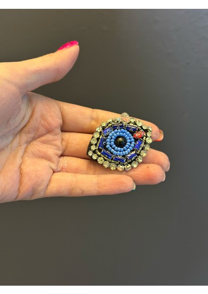 5x4 cm Boncuk Işleme Mavi Göz Arma Dikiş Aplike