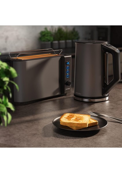 Su Isıtıcı ve Ekmek Kızartma Makinesi Seti, 1.5l, 2000W, 4 Dilim, 40-100°C