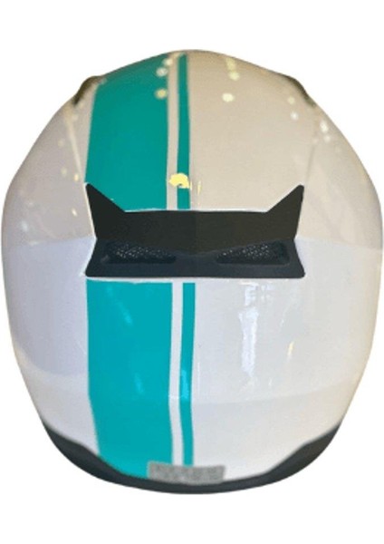 Yarım Açık Güneş Vizörlü Kask Parlak Yeşil Beyaz L Beden (59-60 Cm)