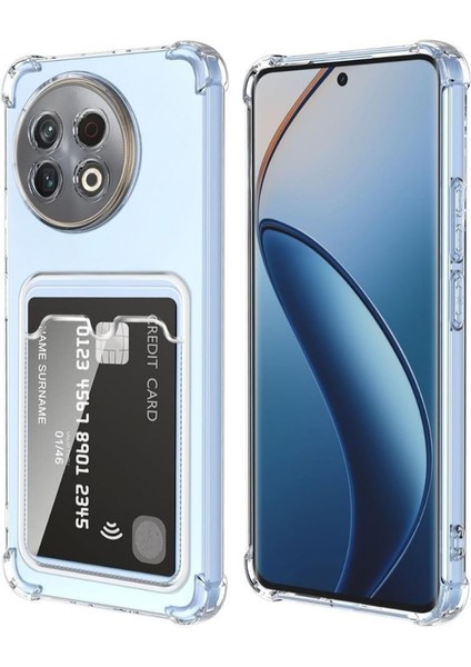 Tecno Spark 30 Pro Kılıf Darbe Emici Köşe Korumalı Kartlıklı Cüzdanlı Silikon Kapak - Şeffaf