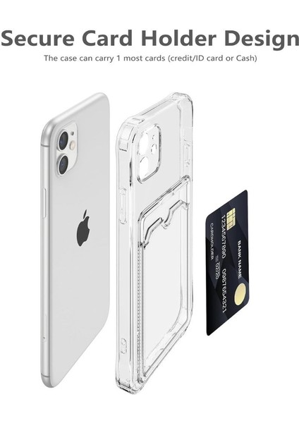 Apple iPhone 12 Mini Kılıf Darbe Emici Köşe Korumalı Kartlıklı Cüzdanlı Silikon Kapak - Yeşil