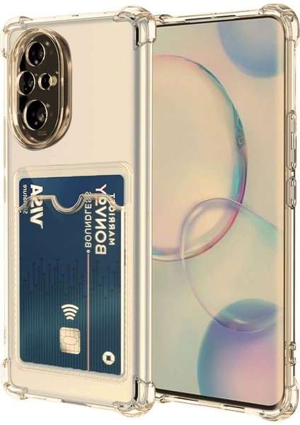 Honor 200 Pro Kılıf Darbe Emici Köşe Korumalı Kartlıklı Cüzdanlı Silikon Kapak - Füme