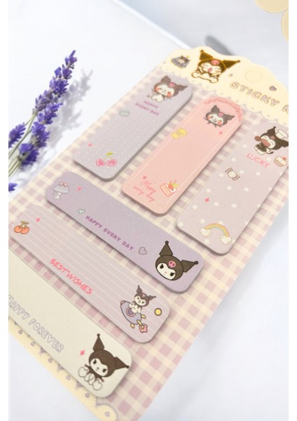 Kuromi Figürlü Sevimli Postit Yapışkanlı Not Seti Sanrio Postit