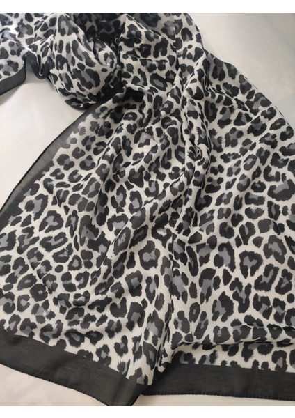 Kadın Pamuklu Etnik Desenli Leopar Motifli Şal