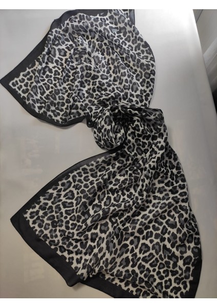 Kadın Pamuklu Etnik Desenli Leopar Motifli Şal