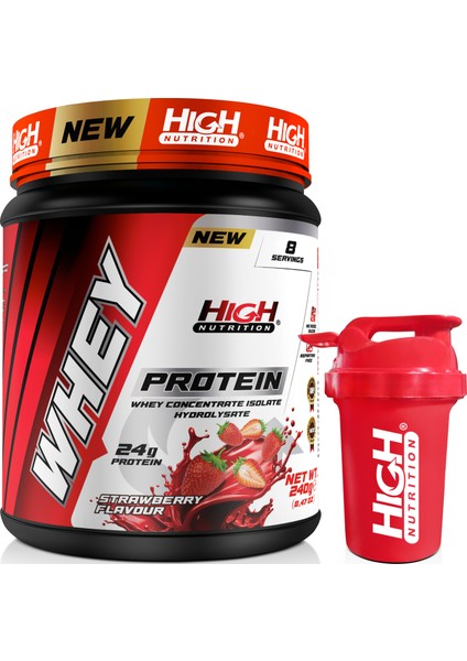 Whey Protein 240 gr Çilek Aromalı Protein Tozu 24 gr Protein 8 Servis