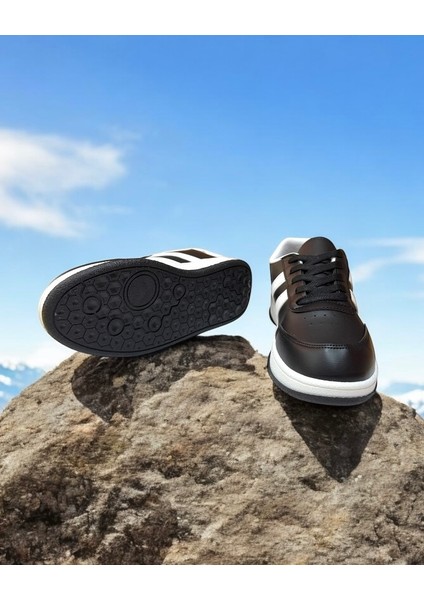 Siyah-Beyaz Şerit Iki Bant Günlük Sneaker Spor Ayakkabı