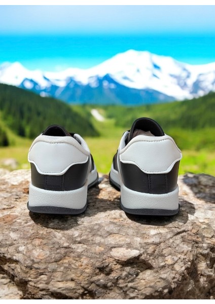Siyah-Beyaz Şerit Iki Bant Günlük Sneaker Spor Ayakkabı
