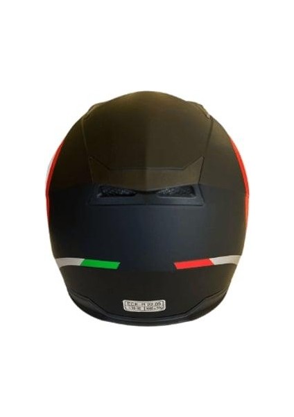Yarım Açık Güneş Vizörlü Kask Mat Siyah (Kırmızı-Beyaz-Yeşil) Xl Beden