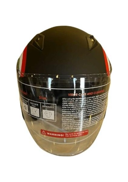 Yarım Açık Güneş Vizörlü Kask Mat Siyah (Kırmızı-Beyaz-Yeşil) Xl Beden