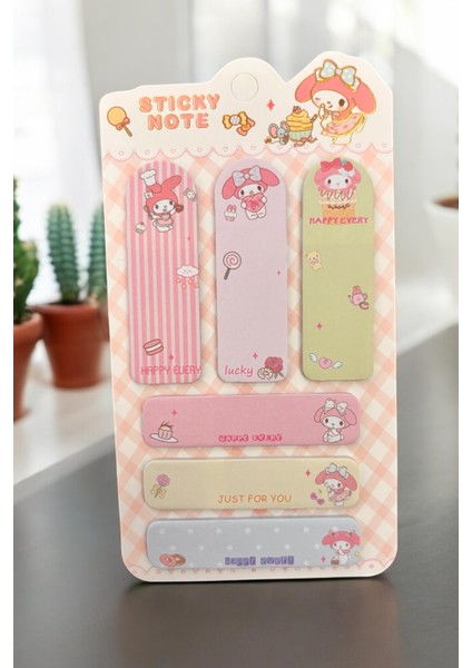 My Melody Figürlü Sevimli Postit Yapışkanlı Not Seti Sanrio Postit