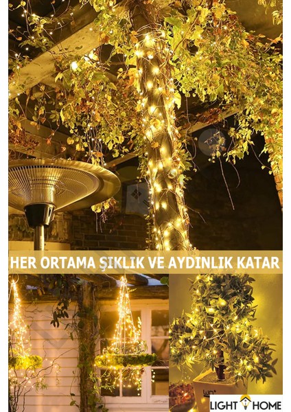400 LED Solar Enerjili Peri LED Işık Güneş Enerjili Balkon Bahçe Parti Yılbaşı Dekor Işığı modelleri
