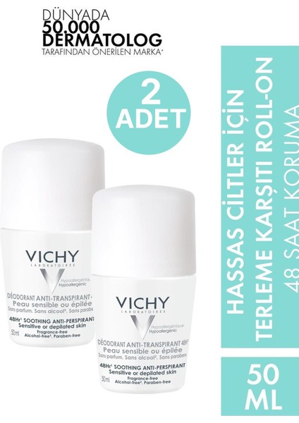 Roll-On Deodorant Hassas ve Epilasyon Yapılmış Ciltler Için 50 ml 2 Adet
