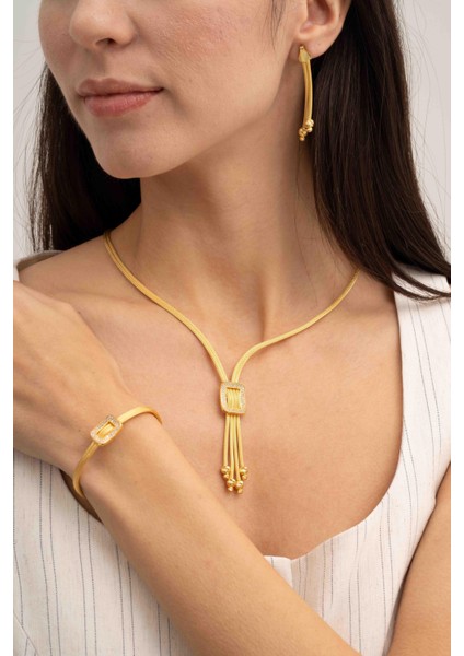 Hasır Dorissa Altın Kaplama Elişi Gümüş Set 2845