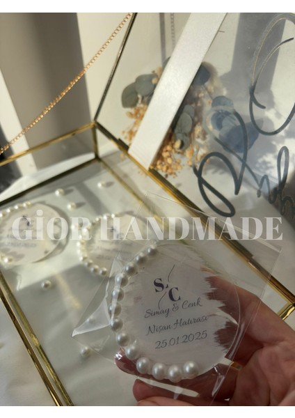 15 Adet Incili Pleksi Magnet - Nişan, Söz, Kına, Düğün, Nikah, Bebek, Organizasyon Hediyelik