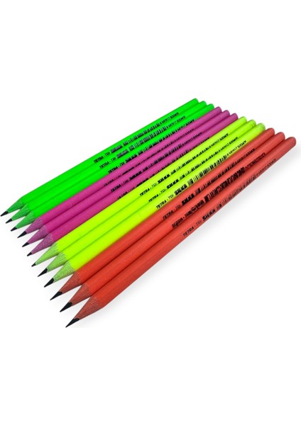 Tetra Neon Üçgen Esnek Kurşun Kalem 12'li Paket