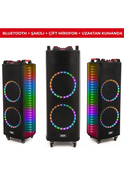 -1212S 3000W Taşınabilir Karaoke Hoparlör – Çift Mikrofonlu | Rgb LED Işıklı