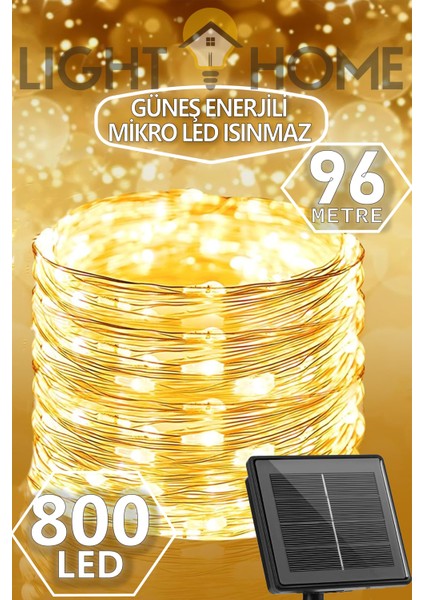 800 LED Güneş Enerjili Peri LED Işık Bahçe, Balkon ve Dış Mekan Için Güneş Enerjili Aydınlatma