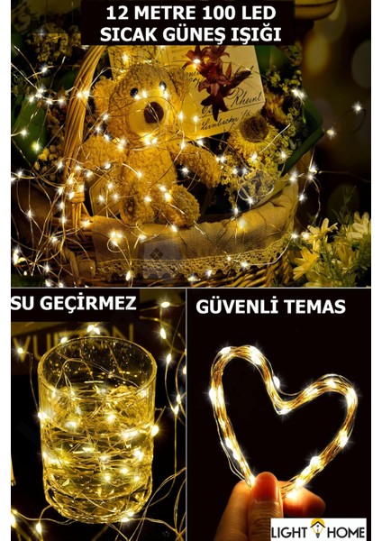 200 LED Güneş Enerjili Dekoratif Peri LED - Dış Mekan, Bahçe, Parti Işıkları,balkon