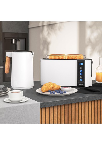 Su Isıtıcısı ve 4 Dilimli Tost Makinesi Seti, Paslanmaz Çelik, 45-100°C Ayarlı