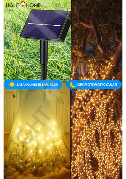 200 LED Güneş Enerjili Peri LED Işık Bahçe, Balkon ve Dış Mekan Için Güneş Enerjili Aydınlatma