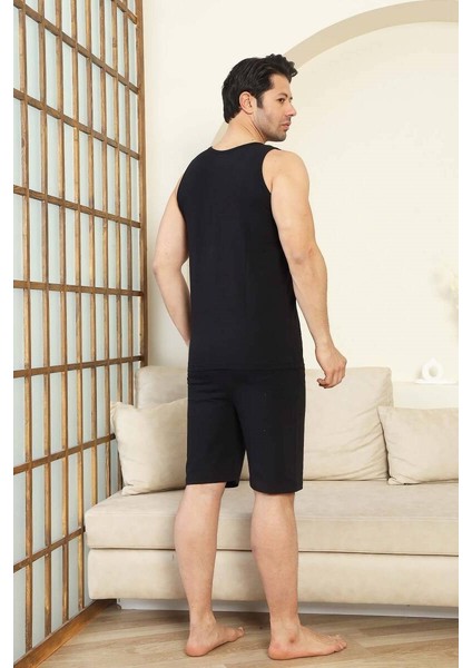 Erkek Bisiklet Yaka Düğmesiz %100 Pamuk Atlet Sporcu Kol Cepli Şortlu Pijama Takımı fırsatları