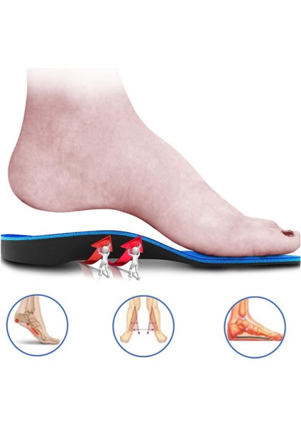 Ortopedik Memory Foam Tabanlık, Konfor & Rahat Ark Takviyeli, Şok Emici Ayakkabı Tabanı Siyah