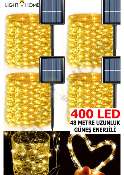 400 LED Güneş Enerjili Dekoratif Peri LED - Dış Mekan, Bahçe, Parti Işıkları,balkon