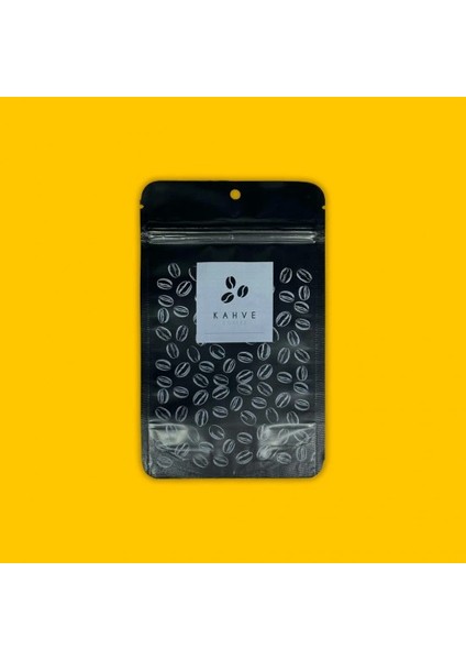 Kahve Baskılı Mat Siyah Alüminyum Doypack 11X18 100 Gram 50 Adet