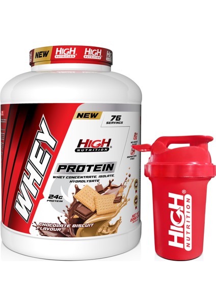 Protein Tozu 2280 gr Çikolata Bisküvi Aromalı 24 gr Protein 76 Servis Shaker Hediye
