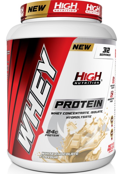 Whey Protein 960 gr Beyaz Çikolata Aromalı Protein Tozu 24 gr Protein 32 Servis