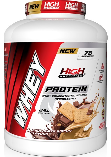 Protein Tozu 2280 gr Çikolata Bisküvi Aromalı 24 gr Protein 76 Servis