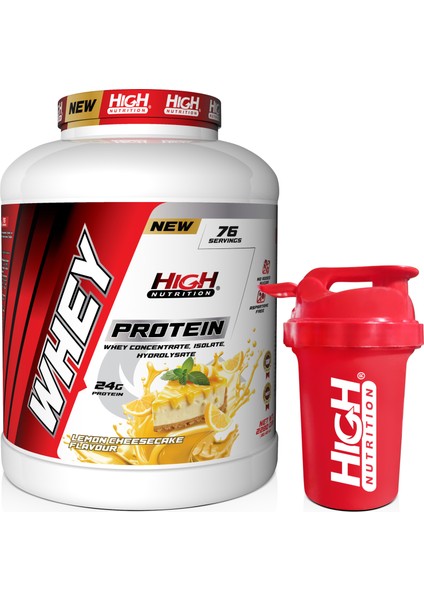 Whey Protein 2280 gr Limon Cheesecake Aromalı Protein Tozu 24 gr Protein 76 Servis Shaker Hediye