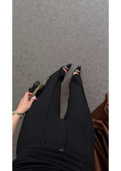 Çımalı Siyah Pantolon